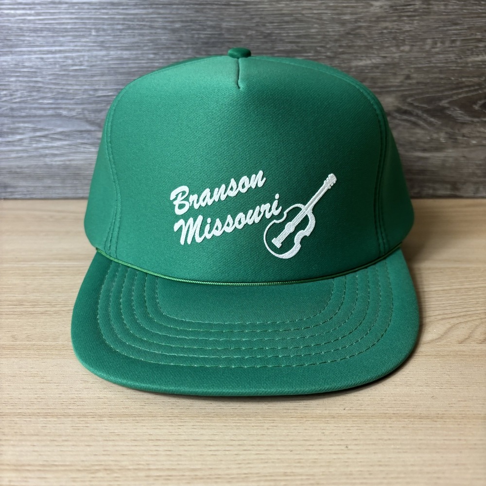 Vintage Branson Missouri Hat Cap Snap Back Green Guitar Souvenir Mens